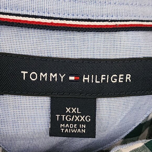 Tommy Hilfiger Green Gingham Checks Cotton Stretch Button Front Shirt - Picture 4 of 5